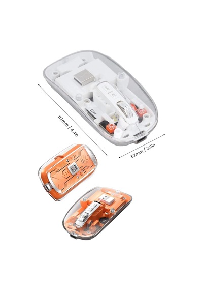 Sessiz Tıklama Çift Modlu Bluetooth Ve Alıcı Şeffaf Mouse Fare 26310698