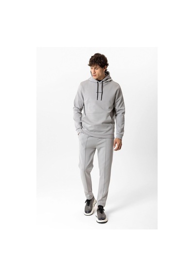 Backandbond Gri Regular Fit Pamuklu Kapüşonlu Sweatshirt Açık Gri