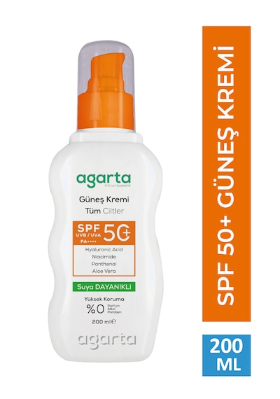 Agarta Yüz ve Vücut Koruyucu Güneş Kremi SPF50+ 200 ML