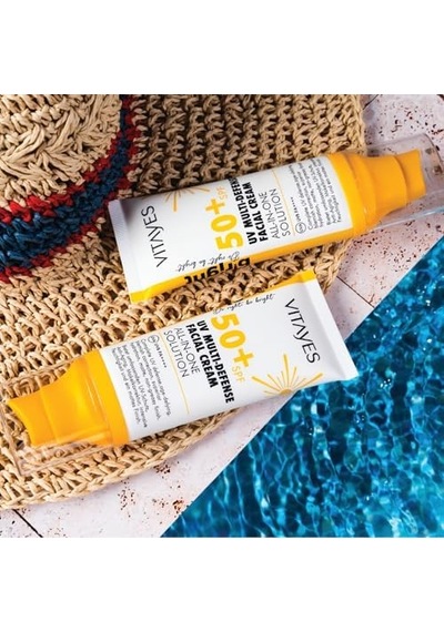 Vıtayes Yüz Güneş Kremi Spf50 Çok Fonksiyonlu Yüksek Uv Koruma Yaşlanma Karşıtı Nemlendirme Cilt Bakımı, 50 Ml