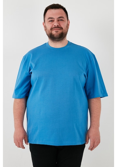 Buratti Pamuklu Regular Fit Büyük Beden Erkek T Shirt 5902365B Mavi