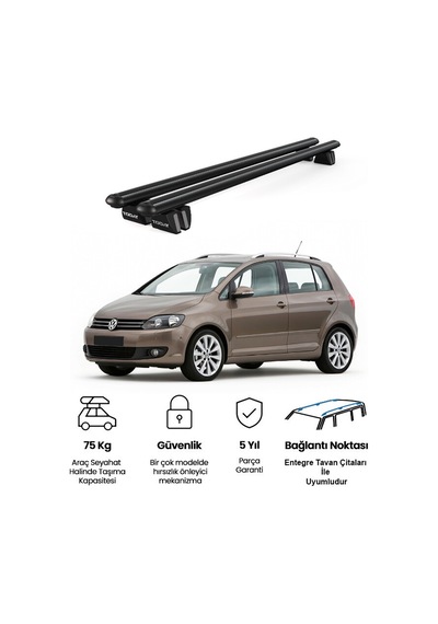 Pençe Volkswagen Golf Plus 2005-2009 Uyumlu Siyah Ara Atkı Port Bagaj Tavan Barı