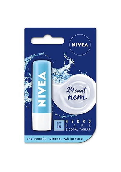 Nıvea Hydro Care Dudak Bakım Kremi, 24 Saat Nem, Aloe Vera, Saf Su Ve Doğal Yağlar, Spf 15, Gün Boyu Dudak Bakımı 4,8g