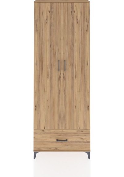 Arges Dolap 5 Raflı Tek Çekmeceli 2 Kapaklı 88x30x243 Çam-çam Çam
