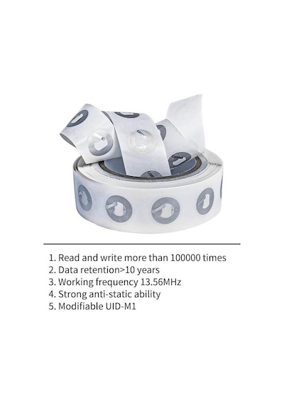 Koodmax 25 Adet Ntag213 13.56 Mhz Rfid 144 Byte Nfc Sticker Şeffaf 25mm Programlanabilir Iso14443a