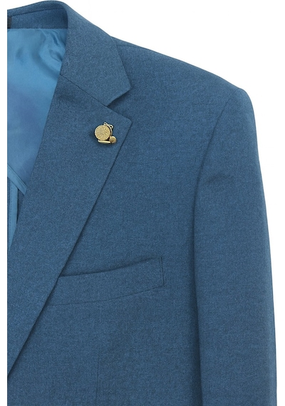 Plus Scorpion Erkek Slim Fit Blazer Ceket Tek Düğmeli Çift Yırtmaçlı Torba Cepli Yarım Astarlı Zümrüt Mavisi