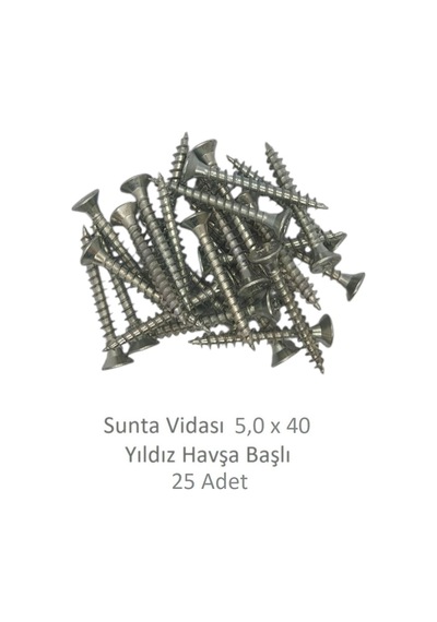Sunta Vidası, 5,0 X 40 Mm, 25 Adet, Yhb Vida 5 x 40