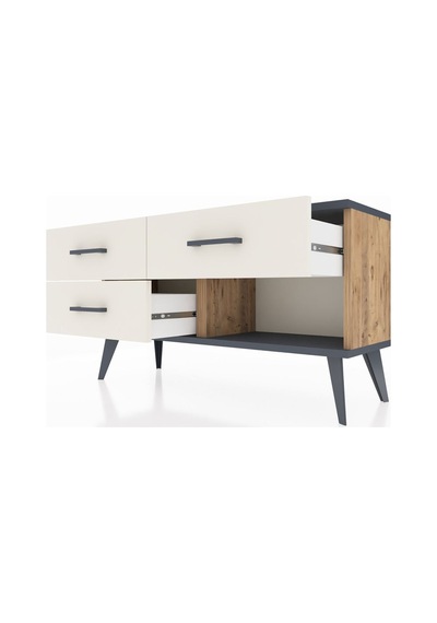 Arges Şifonyer 3 Çekmeceli 88x30x48 Çam-antrasit/aytaşı Antrasit/aytaşı