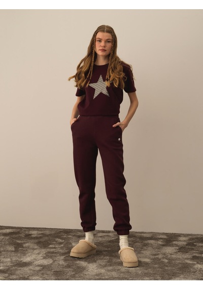 Xint Bordo Regular Fit Pamuklu Sweat Pantolon 470423