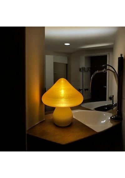 Led Mantar Gece Lambası Pilli, Renkli Ve Dekoratif Işık Eskitme Gold