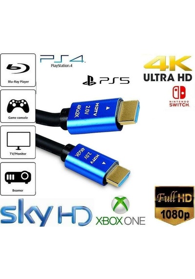 4K Hdmi Kablo 2.0-V 2.0 Hdtv 4K Ultra Hd 3D 60Hz 5 Metre Altın K