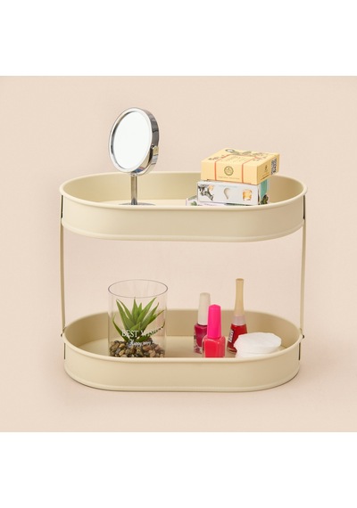 Bath 2 Katlı Oval Organizer - Krem - 32,5x19 Cm Çok Renkli