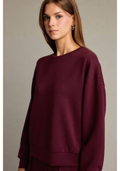 Defacto Bisiklet Yaka Modal Sweatshirt G2913ax25aubr115 Bordo