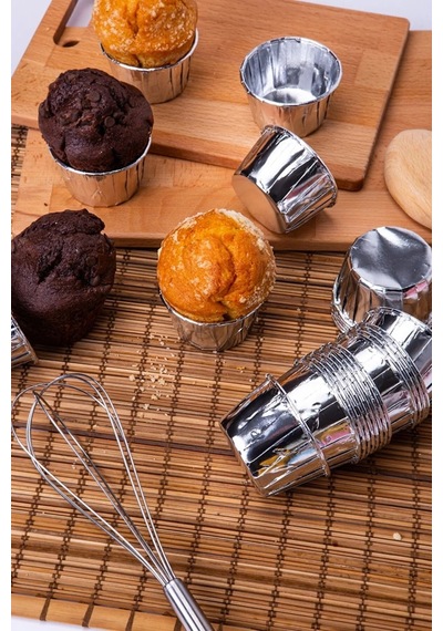 Kağıt Muffin Kek Ve Sufle Kapsülü Metalik Gümüş Silver 10'lu Goldcakes