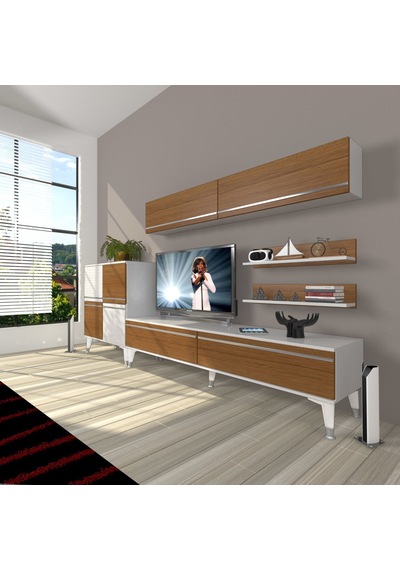 Decoraktiv Eko 6y Mdf Std Silver Tv Ünitesi Tv Sehpası Beyaz - Ceviz