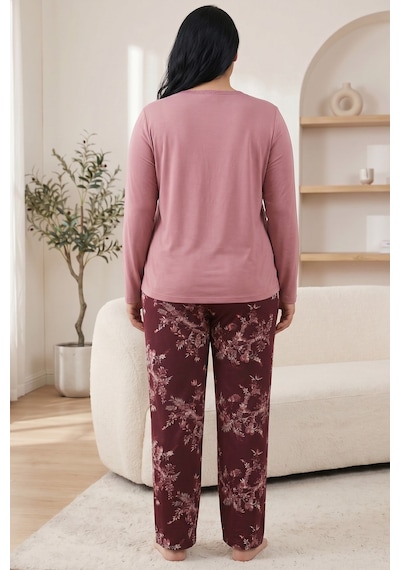Siyah İnci Pamuklu Likralı Büyük Beden Battal Boy Örme Pijama Takım26240928 GÜL KURUSU Siyah İnci Pamuklu Likralı Büyük Beden Battal Boy Örme Pijama Takım26240928 GÜL KURUSU