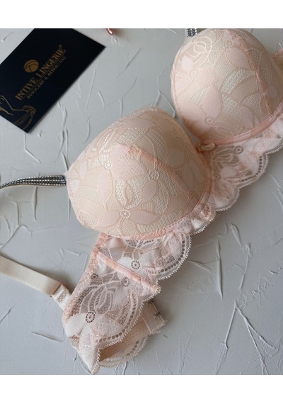Jasmine Askıları Parlak Taşlı Hafif Destekli Dantelli Soft Cup İt Somon