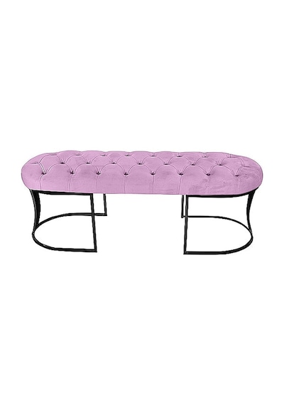 Viego Siyah Bench Puf Pembe