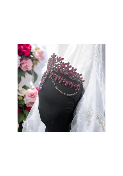 Alınlıklı Gelin,kına,nişan,söz,after,bride,party Taç Bordo - 729058635 Bordo