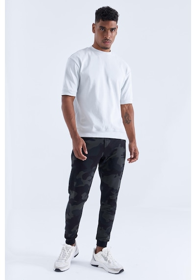Tommy Life Siyah Gölge Kamuflaj Desenli Dar Kalıp Jogger Erkek Eşofman Alt - 84754 Siyah