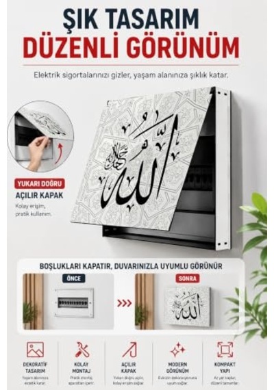 Kututr Dekoratif Sigorta Kutusu Kapağı 39x32 Cm Açılır Kapaklı Elektrik Panosu Gizleme Paneli Ss026