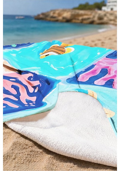 Deniz Yıldızı Mercan Temalı Plaj Havlusu-marine Akdeniz Turkuaz Pembe Hızlı Kuruyan Mikrofiber Havlu Çok Renkli
