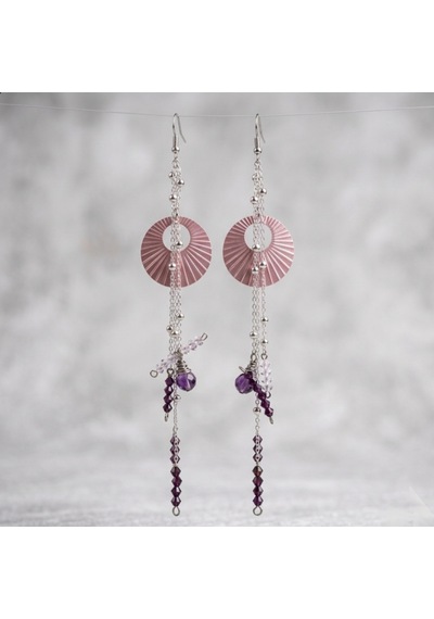 Cutemodels Pembe Mor Sallantılı Küpe Pembe - mor
