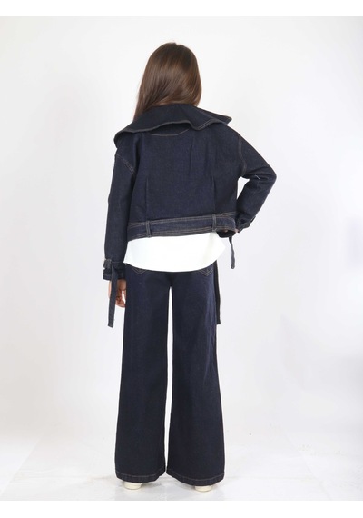 Xo Kids Kız Çocuk 3lu Alt Üst Takım 7-14 Yaş 3908-4908 Koyu Mavi