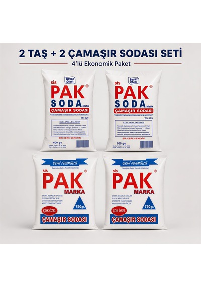 Pak Taş ve Toz Çamaşır Soda Seti 4'lü
