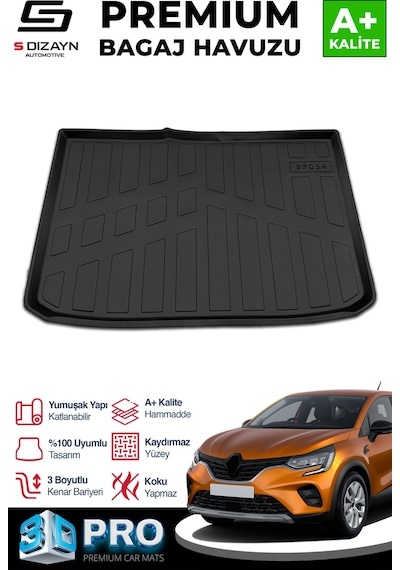 S-dizayn Renault Captur 3d Pro Bagaj Havuzu 2019 Üzeri A+ Kalite