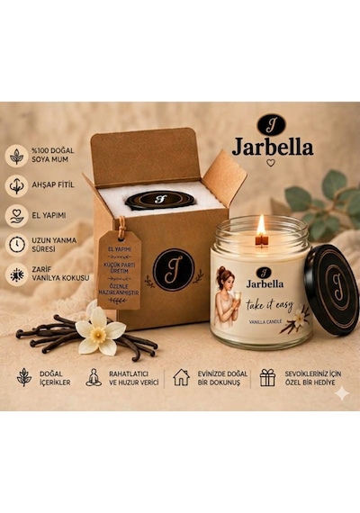 Jarbella, %100 Doğal Soya Mum, 220gr, El Yapımı, Ahşap Fitil, Vanilya Kokulu, Ev Ve Hediye İçin İdeal 001 - Beyaz Jarbella, %100 Doğal Soya Mum, 220gr, El Yapımı, Ahşap Fitil, Vanilya Kokulu, Ev Ve Hediye İçin İdeal 001 - Beyaz