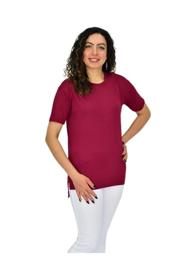 Kadın Yarım Kol Sıfıryaka Likralı Tişört Bgl-st04652 Bordo