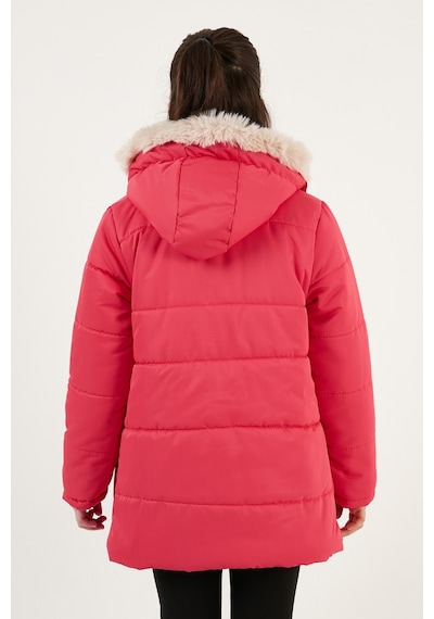 Lela Içi Peluş Astarlı Kapüşonlu Şişme Kız Çocuk Mont 6035034 Kırmızı