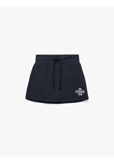 Koton Beli Bağcıklı Slim Fit Nakışlı Mini Spor Şort Etek Lacivert 6sak40430nk