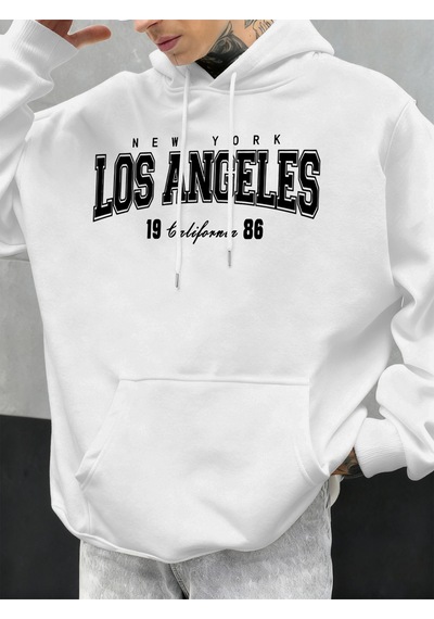 Startmore Startmorelos Angeles New York Kaliforniya Desen Erkekler Hoody Sonbahar Hip Hop Hoodie Rahat Polar Spo Beyaz