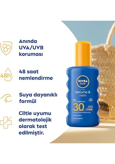 Sun Spf30 Güneş Koruyucu Ve Nemlendirici Vücut Spreyi 200ml, Uva Uvb Koruması, Suya Dayanıklı