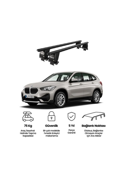 Royal Bmw X1 2019 Ve Sonrası Uyumlu Siyah Kilitli Ara Atkı Port Bagaj Tavan Barı