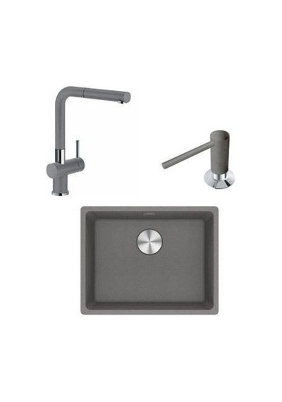 Franke Marıs Mrg 210/110-52 Stone Grey Granit Eviye +actıve Plus Doccıa Armatür+ Comfort Sıvı Sabunluk Üçlü Set Kampanya Krom