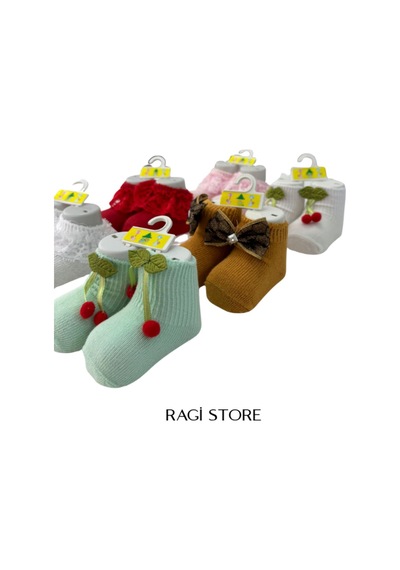 Ragi Store 6'lı Nakışlı Yenidoğan Bebek Çorap Karışık
