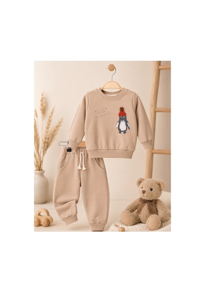 Omeca Concept Penguen Baskılı 2'li Erkek Çocuk Takımı Sweatshirt Ve Jogger Alt Günlük Bebek Eşofman Takımı kahverengi Omeca Concept Penguen Baskılı 2'li Erkek Çocuk Takımı Sweatshirt Ve Jogger Alt Günlük Bebek Eşofman Takımı kahverengi