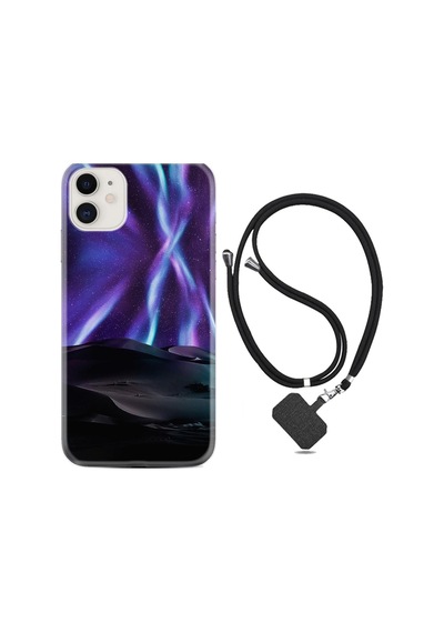 Apple iPhone Uyumlu Iphone 13 Kılıf Resimli Desenli Silikon Boyun Askılı Kuzey Iışkları 1864