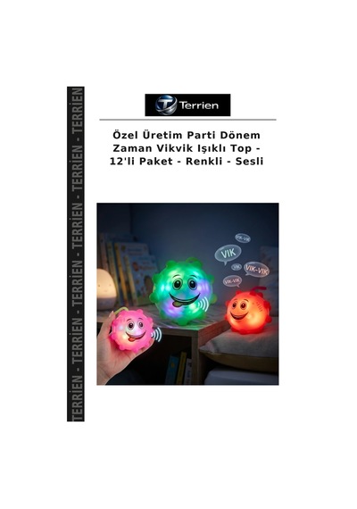 Özel Üretim Parti Dönem Zaman Vikvik Işıklı Top - 12'li Paket - Renkli - Sesli Çok Renkli