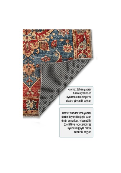 Dekoratif Halı Kaymaz Taban Leke Tutmaz Yıkanabilir Kilim Özel Ölçü Salon Halısı 3033
