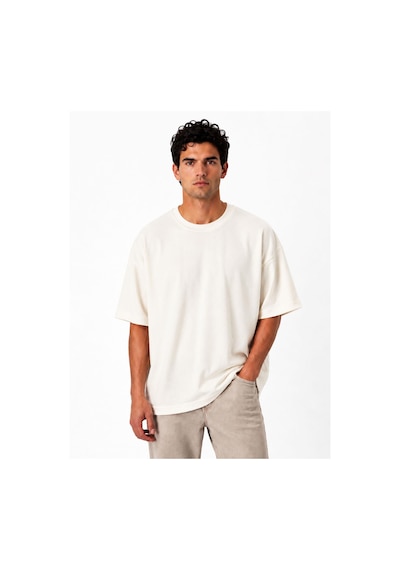 Classics Men Bordoo Basic Bisiklet Yaka Oversize Kısa Kol Erkek Tişört 7701 Beyaz