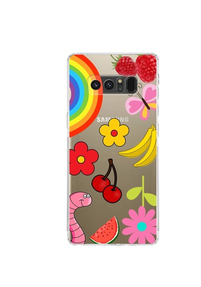 Samsung Galaxy Note 8 İle Uyumlu Water Color 5 Kamera Korumalı Şeffaf Kılıf Şeffaf