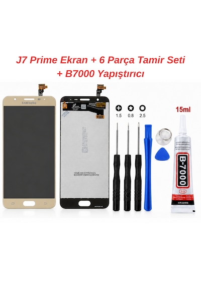 Samsung Galaxy Uyumlu  Uyumlu J7 Prime Gold Ekran + 6 Parça Telefon Tamir Seti + B-7000 15 Ml Yapıştırıcı