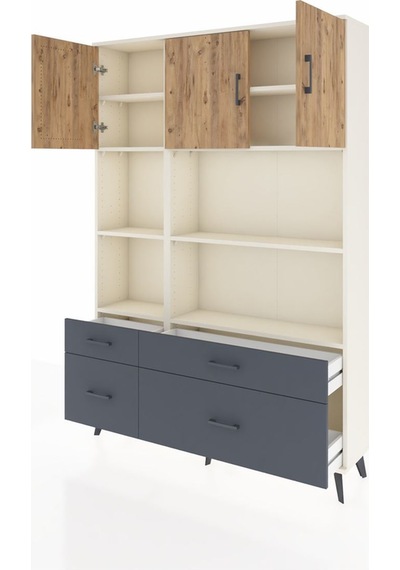 Arges Dolap 8 Raflı 4 Çekmeceli 3 Kapaklı 132x30x195 Aytaşı-çam/antrasit Atlas Çam/antrasıt Arges Dolap 8 Raflı 4 Çekmeceli 3 Kapaklı 132x30x195 Aytaşı-çam/antrasit Atlas Çam/antrasıt