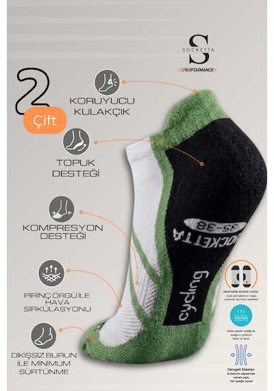 Socketta 2'li Siyah/fıstık Yeşili Üniseks Dikişsiz Esnek Hafif Anatomik Patik Bisiklet Çorabı - Premium Siyah-fıstık Yeşili Socketta 2'li Siyah/fıstık Yeşili Üniseks Dikişsiz Esnek Hafif Anatomik Patik Bisiklet Çorabı - Premium Siyah-fıstık Yeşili