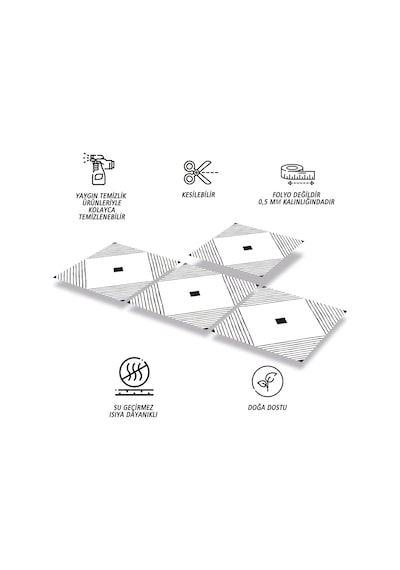 Kendinden Yapışkanlı Siyah Karo Desenli Pvc Karo 30x30 Cm 11 Adet 1m2