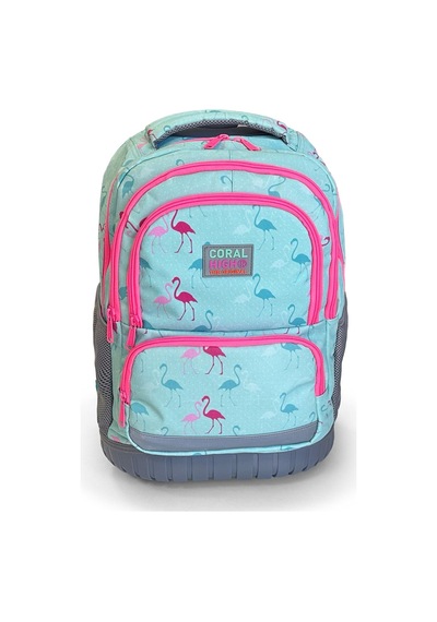 Coral High Kids Flamingo Desenli, Su Yeşili Renkli, İki Kademeli Çekçekli, Sırt Ve Okul Çantası 24022
